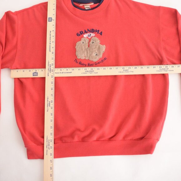 Vintage M&C Sportswear Red Grandma Teddy Bear Crewneck Sweater XL - Picture 4 of 10